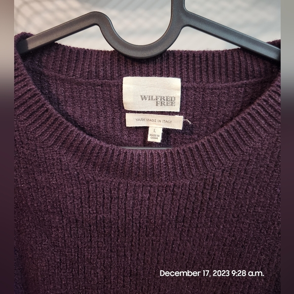 Wilfred Free large (Aritzia) brand burgundy rich color crew neck sweater - Picture 3 of 9